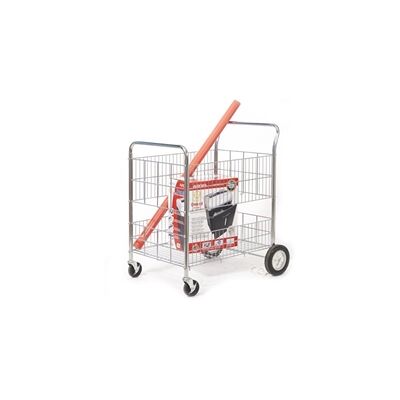 GPC Wire Trolley; 2 Shelves; Fixed/Swivel Castors; Chrome Plated; Silver GPC Wire Trolley; 2 Shelves; Fixed/Swivel Castors; Chrome Plated; Silver