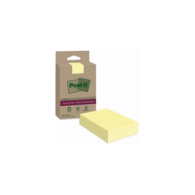 3M Post-it Super Sticky Recycled Notes Lined 102x152mm Yellow (Pack of 4) 3M Post-it Super Sticky Recycled Notes Lined 102x152mm Yellow (Pack of 4)