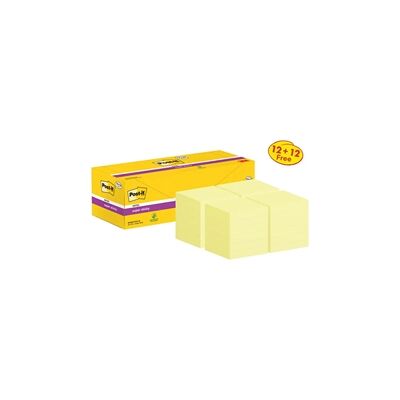 Post-it Super Sticky Notes 76x76mm Canary Yellow 12+12 FREE (Pack 24) Post-it Super Sticky Notes 76x76mm Canary Yellow 12+12 FREE (Pack 24)