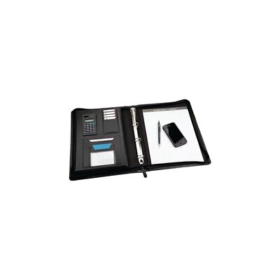 Monolith Leather Look Zipped Ring Binder With A4 Pad A4 Black Monolith Leather Look Zipped Ring Binder With A4 Pad A4 Black