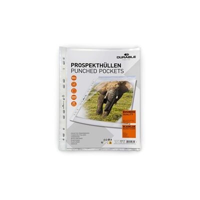 Durable BUSINESS Punched Pockets Sleeve Wallets - 1000 Pack - A4 Clear Durable BUSINESS Punched Pockets Sleeve Wallets - 1000 Pack - A4 Clear