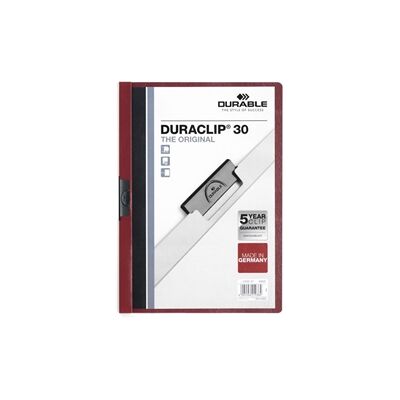 Durable DURACLIP 30 Sheet Document Clip File 25 Pack A4 Dark Red Durable DURACLIP 30 Sheet Document Clip File 25 Pack A4 Dark Red