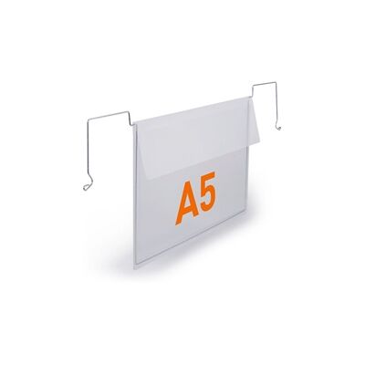 Durable Wire Hanging Document Pocket - 50 With Flaps - A5 Clear Durable Wire Hanging Document Pocket - 50 With Flaps - A5 Clear