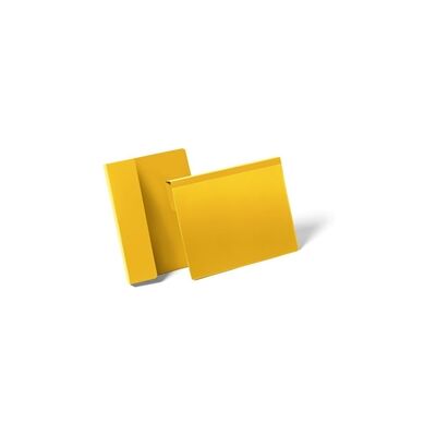 Durable Hanging Ticket Holder Label Pocket - 50 Pack - A5 Yellow Durable Hanging Ticket Holder Label Pocket - 50 Pack - A5 Yellow