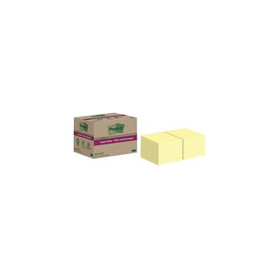 Post-it Super Sticky Recycled 76x76mm Yellow (Pack of 12) Post-it Super Sticky Recycled 76x76mm Yellow (Pack of 12)