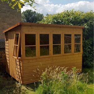 Shire Orange 6x6ft Timber Sun Pent shed - Potting Shed, Stylish, Light-filled, Secure, with Bench Shire Orange 6x6ft Timber Sun Pent shed - Potting Shed, Stylish, Light-filled, Secure, with Bench
