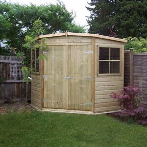 Shire 7' x 7' Corner Pressure Treated Wooden Garden Shed - Garden Shed Shire 7' x 7' Corner Pressure Treated Wooden Garden Shed - Garden Shed