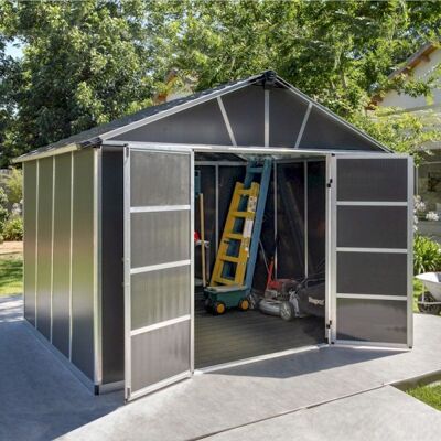 Palram - Canopia Yukon 11x9 Dark Grey Plastic Shed with Floor Wpc Palram - Canopia Yukon 11x9 Dark Grey Plastic Shed with Floor Wpc