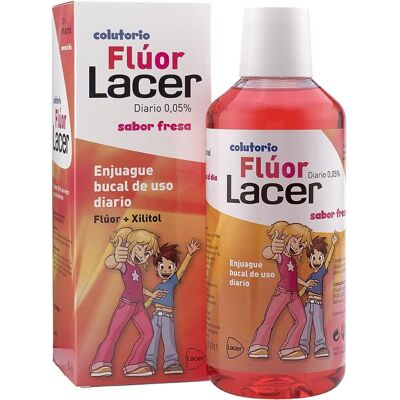 Lacer Fluor Daily Mouthwash Strawberry - Cavity Prevention - 500ml Lacer Fluor Daily Mouthwash Strawberry - Cavity Prevention - 500ml