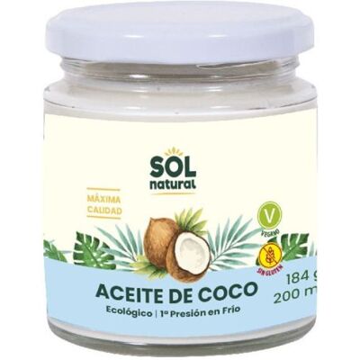 Sol Natural Coconut Oil - 200ml Organic Cold-Pressed Sol Natural Coconut Oil - 200ml Organic Cold-Pressed