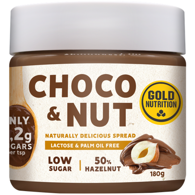 GoldNutrition Hazelnut & Chocolate Spread - Low Sugar - 180g GoldNutrition Hazelnut & Chocolate Spread - Low Sugar - 180g
