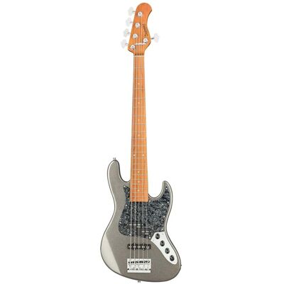 Sadowsky MetroExpress Hybrid P/J Bass Roasted Maple Solid Silver Metallic High Polish 5-string bass guitar Sadowsky MetroExpress Hybrid P/J Bass Roasted Maple Solid Silver Metallic High Polish 5-string bass guitar