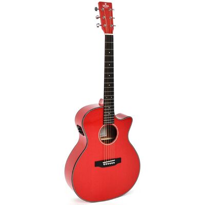 Sigma Guitars GMC-1E-MFR Metallic Flake Red electric-acoustic western guitar Sigma Guitars GMC-1E-MFR Metallic Flake Red electric-acoustic western guitar