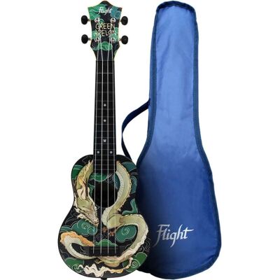 Flight TUS Green Apelsin Signature Jade Dragon soprano ukulele with gig bag Flight TUS Green Apelsin Signature Jade Dragon soprano ukulele with gig bag