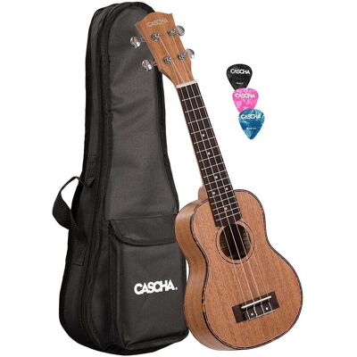 Cascha HH 2026 premium soprano ukulele with bag and plectrums Cascha HH 2026 premium soprano ukulele with bag and plectrums