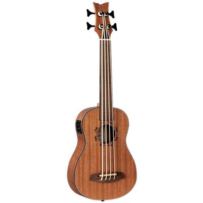 Ortega LIZZY-BSFL-GB Lizard Series Short Scale Uke Bass Natural Fretless with Gig Bag Ortega LIZZY-BSFL-GB Lizard Series Short Scale Uke Bass Natural Fretless with Gig Bag