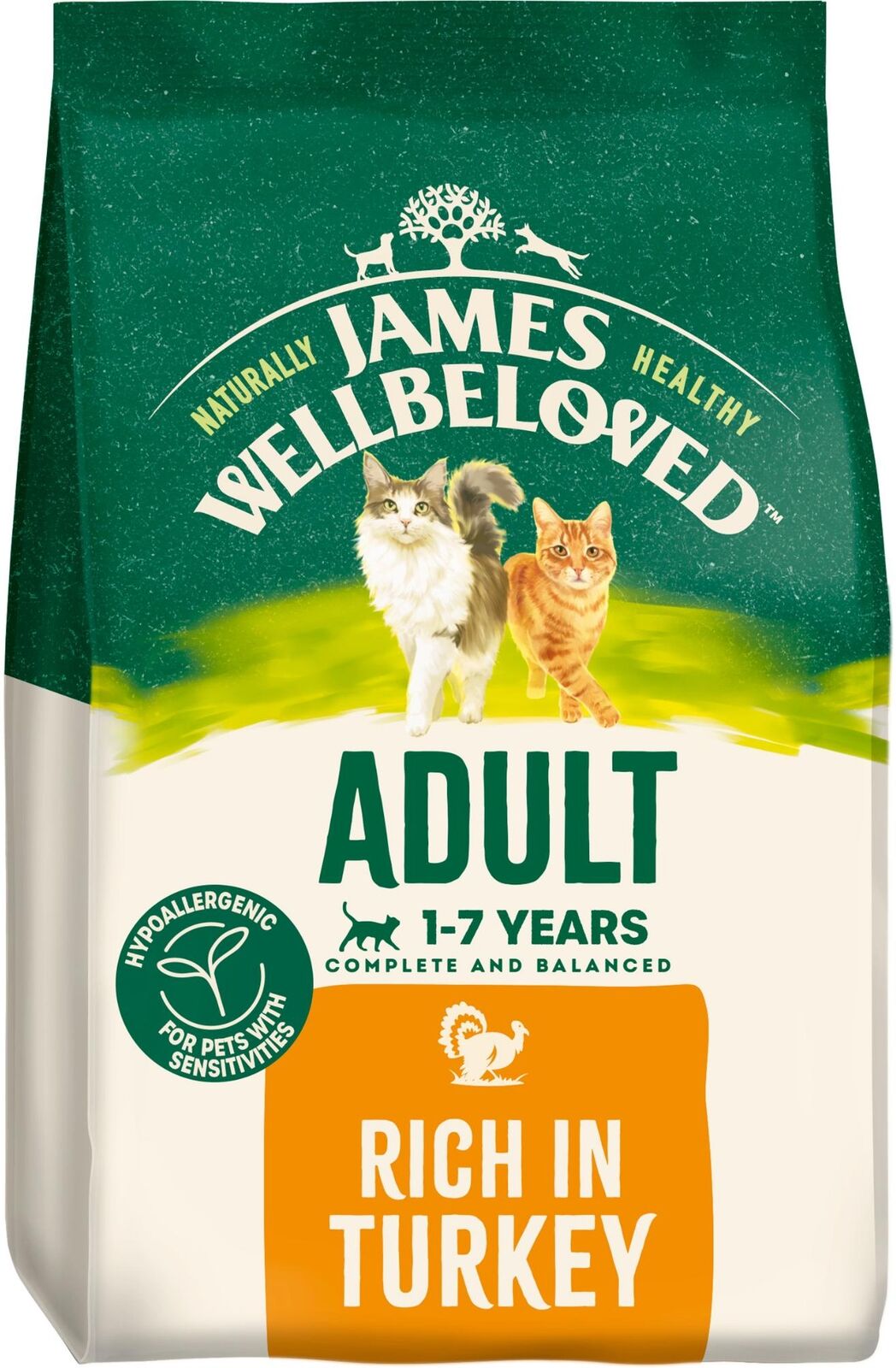 JAMES WELLBELOVED Adult Turkey & Rice Dry Cat Food - 10kg