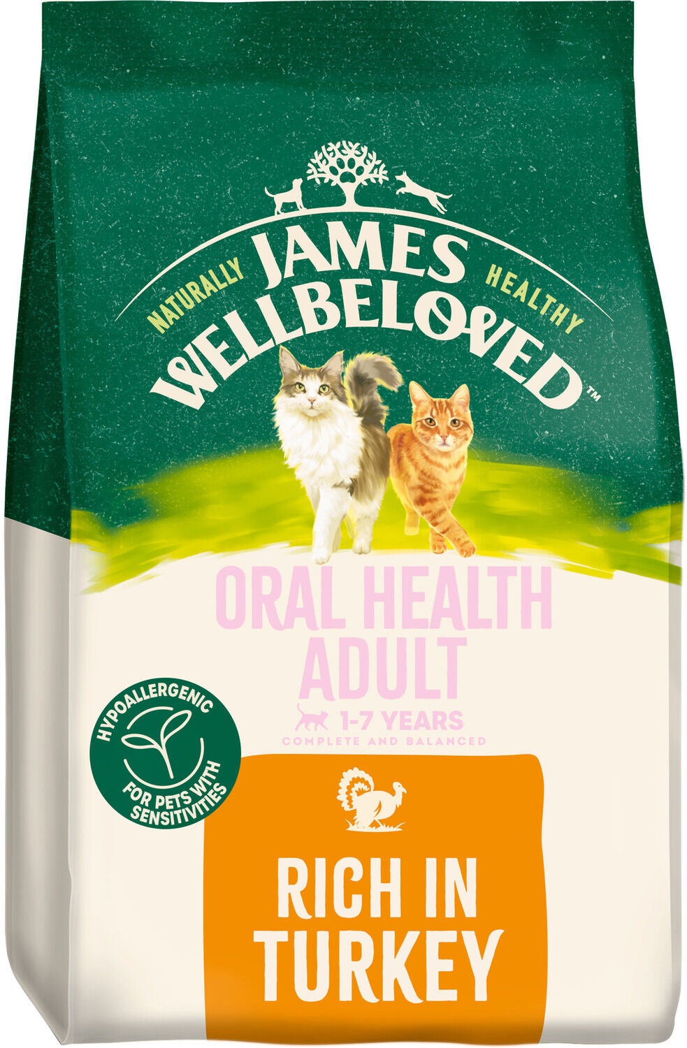 JAMES WELLBELOVED Adult Turkey Oral Health Dry Cat Food - 1.5kg