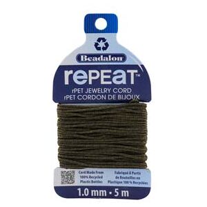 Beadalon rePEaT 100% Recycled Braided Cord, 8 Strand, 1mm X 5m, Earth Beadalon rePEaT 100% Recycled Braided Cord, 8 Strand, 1mm X 5m, Earth