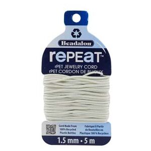Beadalon rePEaT 100% Recycled Braided Cord, 12 Strand, 1.5mm X 5m, Cloud Beadalon rePEaT 100% Recycled Braided Cord, 12 Strand, 1.5mm X 5m, Cloud