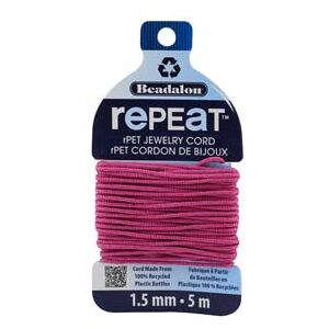 Beadalon rePEaT 100% Recycled Braided Cord, 12 Strand, 1.5mm X 5m, Fucshia Beadalon rePEaT 100% Recycled Braided Cord, 12 Strand, 1.5mm X 5m, Fucshia