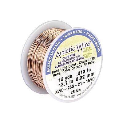Beadalon Artistic Wire 28 Gauge Silver Plated Rose Gold Colour 0.32mm X 13.7m Beadalon Artistic Wire 28 Gauge Silver Plated Rose Gold Colour 0.32mm X 13.7m