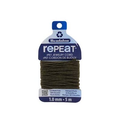 Beadalon rePEaT 100% Recycled Braided Cord, 8 Strand, 1mm X 5m, Earth Beadalon rePEaT 100% Recycled Braided Cord, 8 Strand, 1mm X 5m, Earth