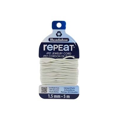 Beadalon rePEaT 100% Recycled Braided Cord, 12 Strand, 1.5mm X 5m, Cloud Beadalon rePEaT 100% Recycled Braided Cord, 12 Strand, 1.5mm X 5m, Cloud