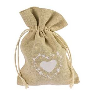 Cooksongold Jute Bag Small Pack of 10, Large Heart Cooksongold Jute Bag Small Pack of 10, Large Heart