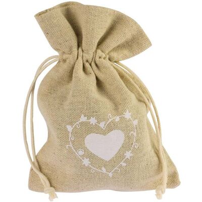Cooksongold Jute Bag Small Pack of 10, Large Heart Cooksongold Jute Bag Small Pack of 10, Large Heart