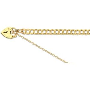 Cooksongold 9ct Yellow Gold 3.5mm Double Curb Bracelet 7.5"/19cm Padlock & Safety Chain Hallmarked Cooksongold 9ct Yellow Gold 3.5mm Double Curb Bracelet 7.5"/19cm Padlock & Safety Chain Hallmarked
