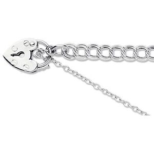 Cooksongold Sterling Silver 4.5mm Double Curb Bracelet 7.5"/19cm Padlock & Safety Chain Unhallmarked Cooksongold Sterling Silver 4.5mm Double Curb Bracelet 7.5"/19cm Padlock & Safety Chain Unhallmarked