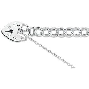 Cooksongold Sterling Silver 6.5mm Double Curb Bracelet 7.5"/19cm Padlock & Safety Chain Hallmarked Cooksongold Sterling Silver 6.5mm Double Curb Bracelet 7.5"/19cm Padlock & Safety Chain Hallmarked
