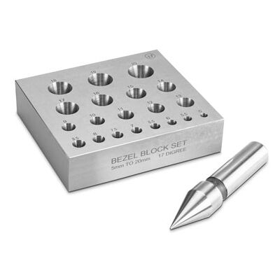 Cooksongold Round Bezel/collet Forming Block With 20 Holes And 17 Degree Angle Punch Included Cooksongold Round Bezel/collet Forming Block With 20 Holes And 17 Degree Angle Punch Included