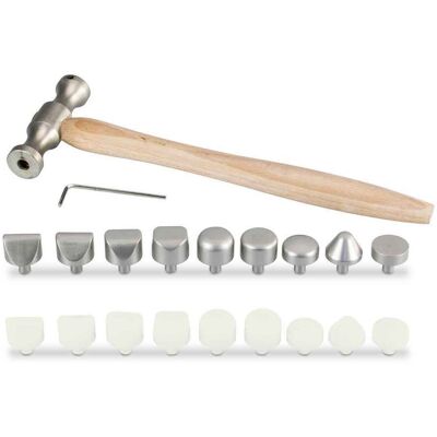 Cooksongold Planishing Hammer With 9 Steel And 9 Delrin Heads Cooksongold Planishing Hammer With 9 Steel And 9 Delrin Heads