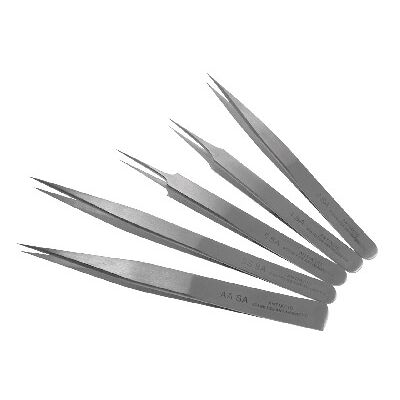 Cooksongold Stainless Steel Set Of 5 Antimagnetic Tweezers Ss/aa/3/4/5 Cooksongold Stainless Steel Set Of 5 Antimagnetic Tweezers Ss/aa/3/4/5