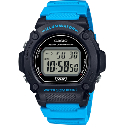 Casio W-219H-2A2VCF Illuminator Digital Sports Watch - Black With Blue Strap Casio W-219H-2A2VCF Illuminator Digital Sports Watch - Black With Blue Strap