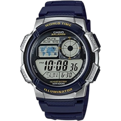 Casio Youth AE-1000W-2AVDF World Time Digital Sports Watch - Blue Resin Band Casio Youth AE-1000W-2AVDF World Time Digital Sports Watch - Blue Resin Band