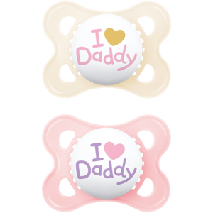 MAM Original I Love Daddy Pink & Beige Color 2-6m Pacifier – 2 pcs MAM Original I Love Daddy Pink & Beige Color 2-6m Pacifier – 2 pcs