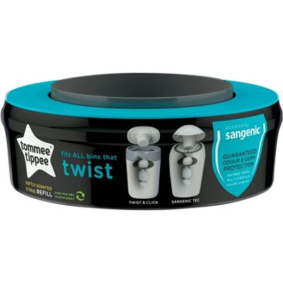 Tommee Tippee Twist and Click Nappy Disposal System - Nappy Bin, 30 Nappies Capacity Tommee Tippee Twist and Click Nappy Disposal System - Nappy Bin, 30 Nappies Capacity