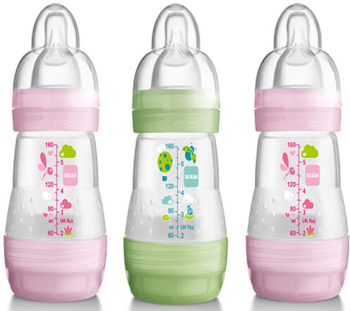 MAM 160ml 0+mdr Anti-Colic Bottle - 3 Pack Pink