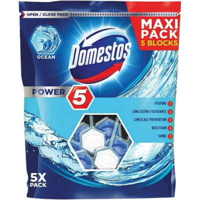Domestos Toilet block Power 5 Ocean - 5 pcs Domestos Toilet block Power 5 Ocean - 5 pcs