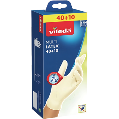 Vileda Multi Latex S/M Disposable Gloves - 50 pcs Vileda Multi Latex S/M Disposable Gloves - 50 pcs