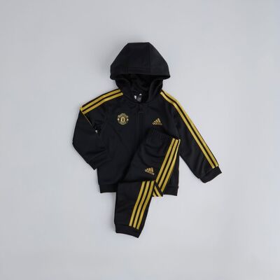 Manchester United x adidas Infant Essentials Shiny Hooded Tracksuit Black 18-24M Manchester United x adidas Infant Essentials Shiny Hooded Tracksuit Black 18-24M