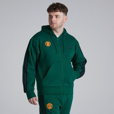 Adidas M 3S FL FZ HD - Collegiate Green/Black - XL - Men - Hooded Sweatshirt Adidas M 3S FL FZ HD - Collegiate Green/Black - XL - Men - Hooded Sweatshirt