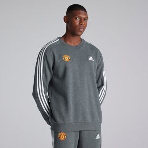 Manchester United x adidas Mens Essentials Fleece 3-Stripes Sweatshirt Grey L Manchester United x adidas Mens Essentials Fleece 3-Stripes Sweatshirt Grey L