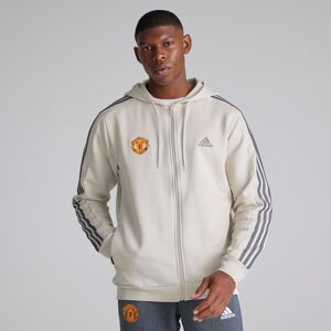 Manchester United x adidas Mens Essentials Fleece 3-Stripes Full Zip Hoodie Off White L Manchester United x adidas Mens Essentials Fleece 3-Stripes Full Zip Hoodie Off White L