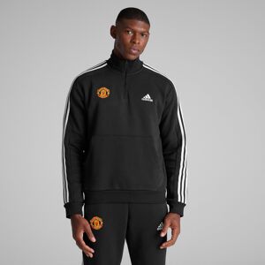 Manchester United x adidas Mens Essentials 3-Stripes 1/4 Zip Sweatshirt Black M Manchester United x adidas Mens Essentials 3-Stripes 1/4 Zip Sweatshirt Black M