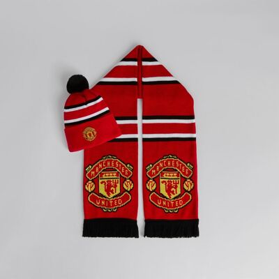 Manchester United Kids Hat And Scarf Set Red Manchester United Kids Hat And Scarf Set Red