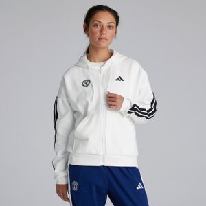 Manchester United x adidas Womens Essentials 3-Stripes Full Zip Fleece Hoodie White L